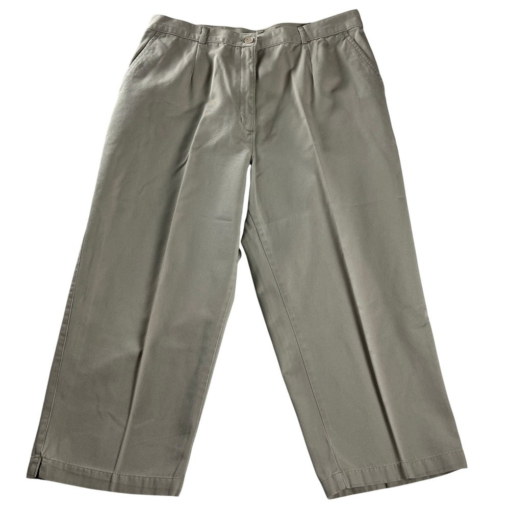 L.L.Beanβ Straight Crop Pants Khaki Cotton Casual Workwear 12 Reg
